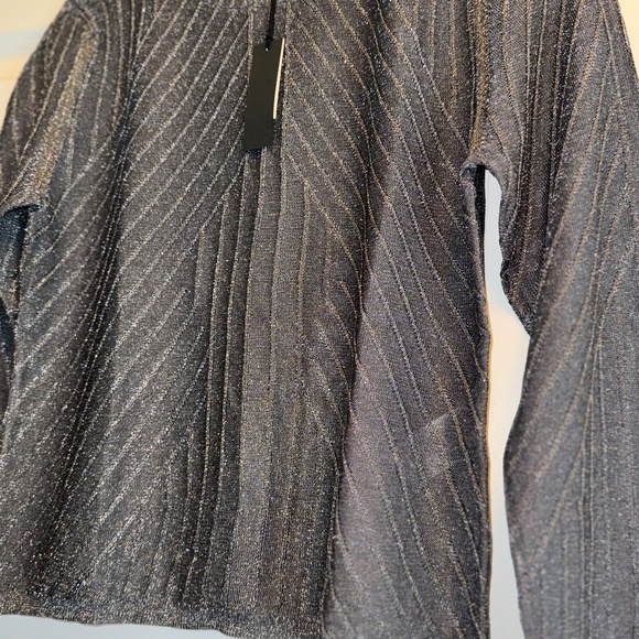 Banana Republic METALLIC RIBBED Thin SWEATER TOP Sparkle holiday L New - Picture 10 of 10